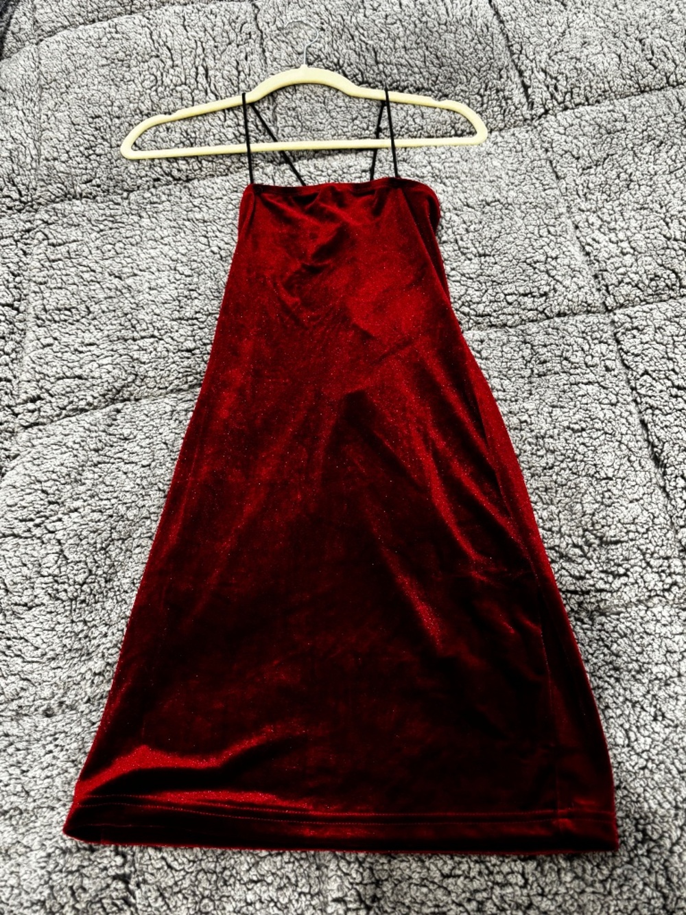 SHEIN Red Velvet Lace-Up Back Mini Dress XS